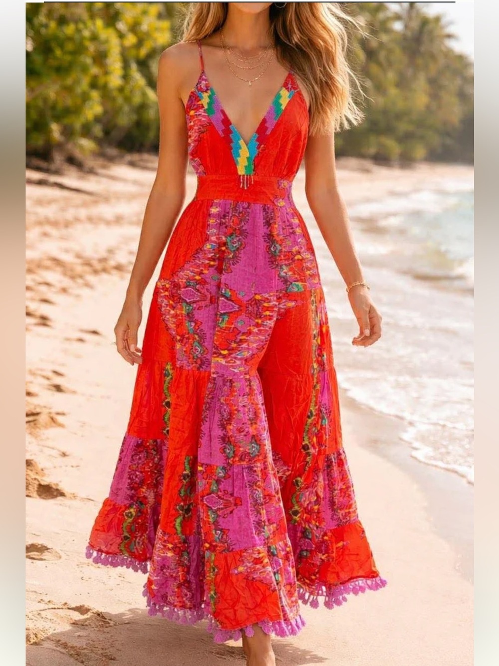 Barok Rio Long Multicoloured Maxi Dress